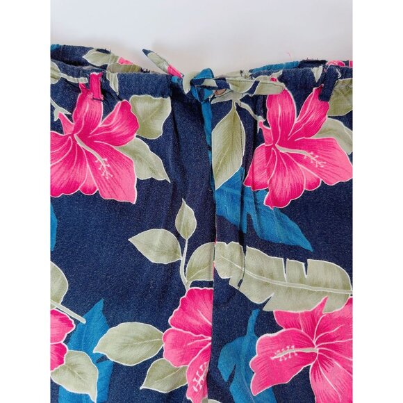 Island Trader Hibiscus Floral Rayon Capri Pant Size Large Vintage - Picture 12 of 16
